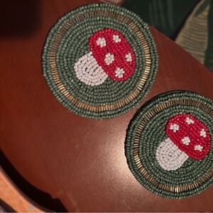Whimsical Beaded Mushroom coasters